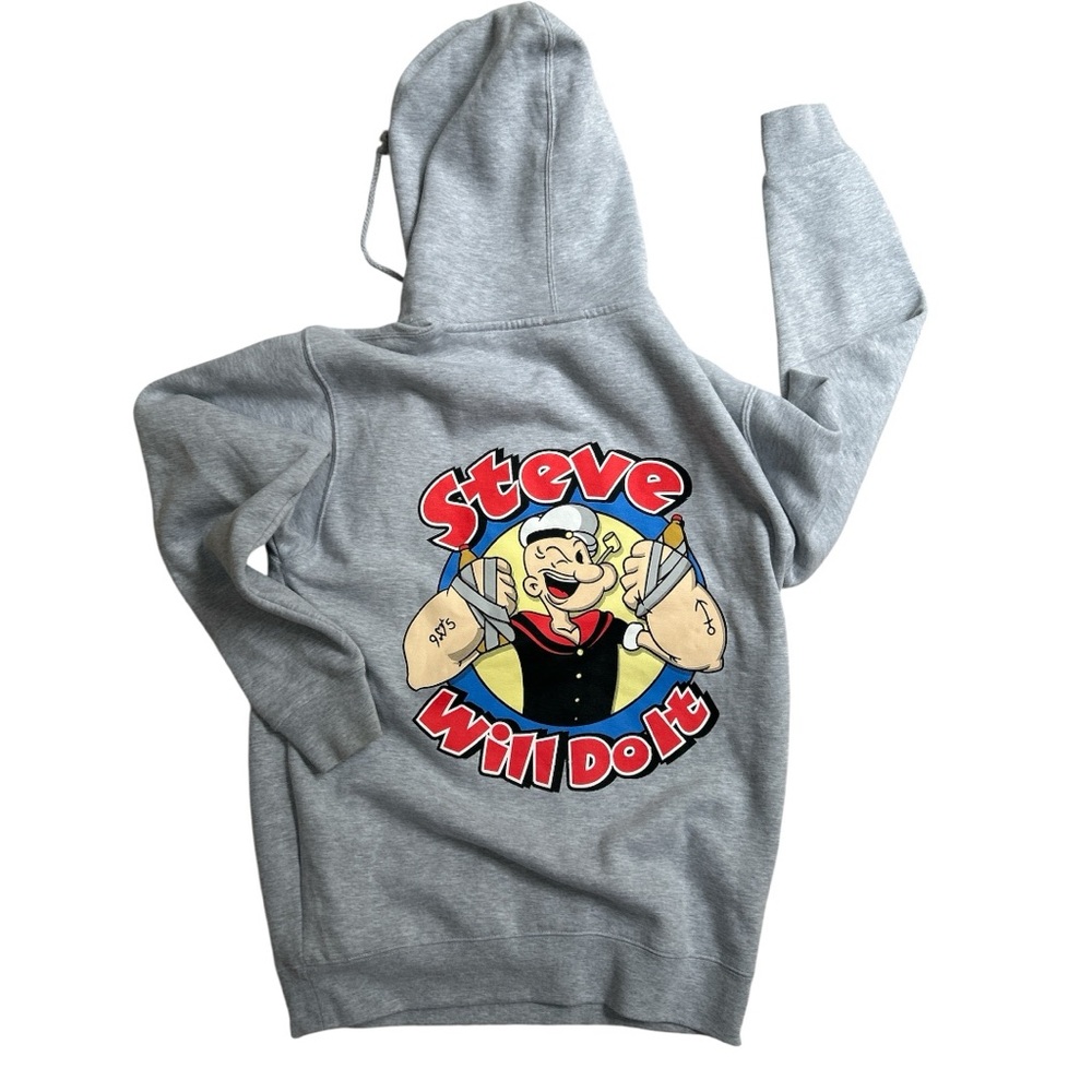 Full Send Steve Will Do It Popeye Gray‎ Hoodie - Size M